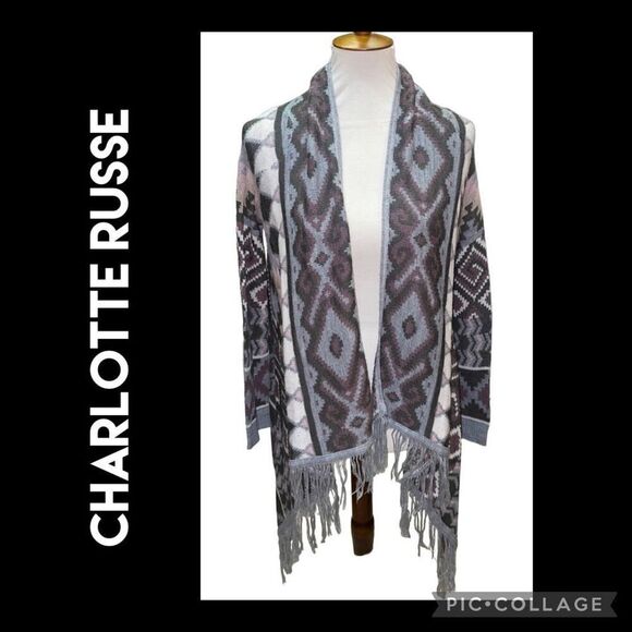 Charlotte Russe Multi-Color Southwestern Style Poncho/Shawl with Fringe Size Sma - Picture 1 of 14